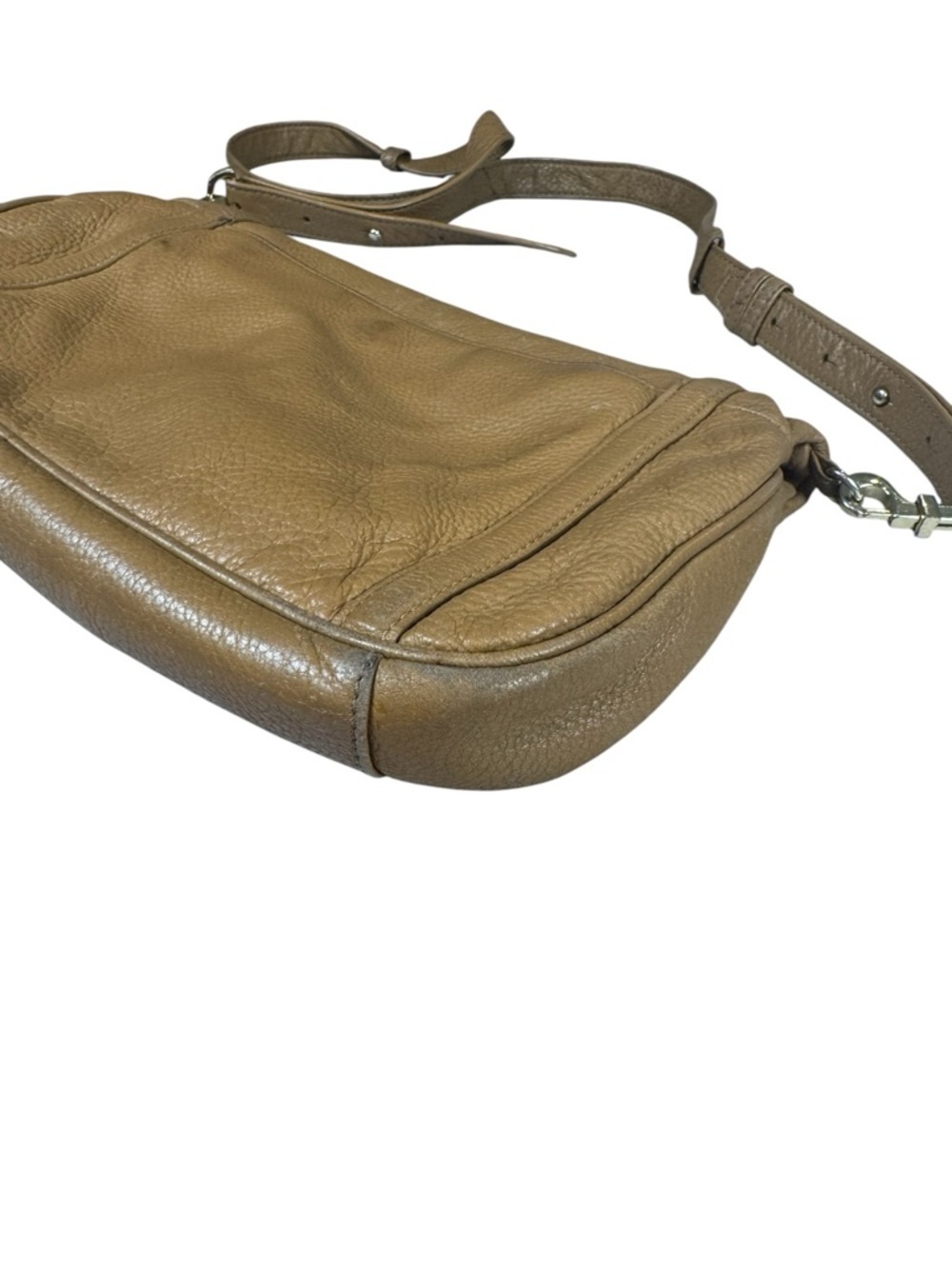Tory Burch Amanda Camel Tan Pebbled Leather Foldover Crossbody Bag - Picture 9 of 10